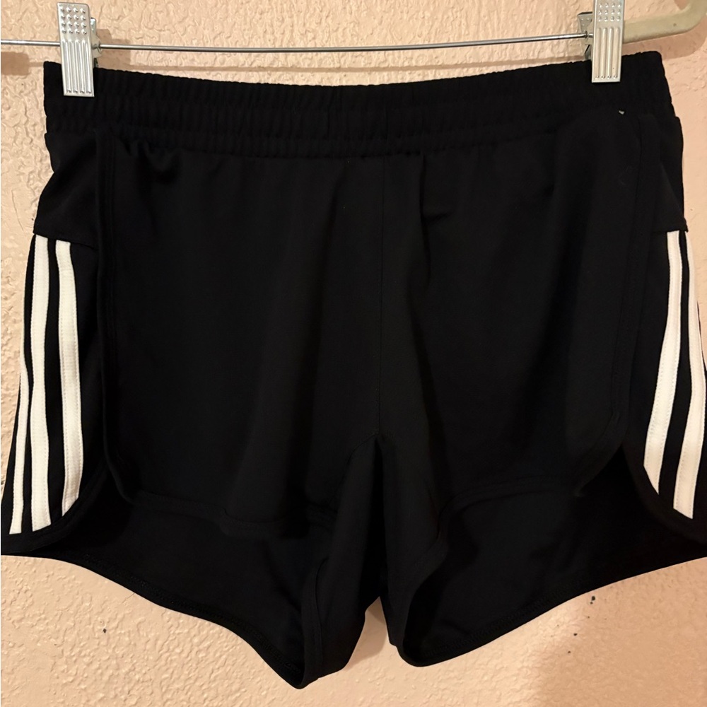adidas Black Athletic Shorts with White Side Stripes